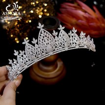 High-Quality European Bridal Crown CZ Water Drop Shape Hair Band Crystal Headdre - £100.01 GBP