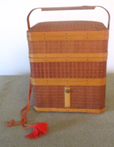 Antique 1946 Occupied Japan Stacking Bamboo Lunch Picnic Basket - £617.82 GBP