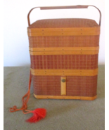 Antique 1946 Occupied Japan Stacking Bamboo Lunch Picnic Basket - £623.77 GBP