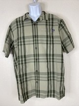 Jack O&#39;Neill Men Size L Green Check Button Up Shirt Short Sleeve Pocket - £5.57 GBP