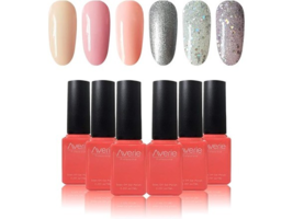 Pink Gel Nail Polish Set - 6 Colors, Glitter UV LED Soak Off - B6 - £8.11 GBP