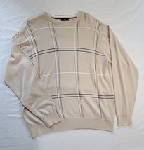 Fusion Mens Fashion Sweater Size L Windowpane Pattern Nice - £15.46 GBP