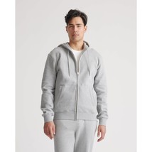 Quince Mens Organic Heavyweight Fleece Full-Zip Hoodie Pockets Gray L - $24.01