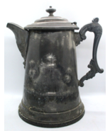 Antique Japanese Silver Plated Ice Water Pitcher with Repousse Temple Sc... - $246.51