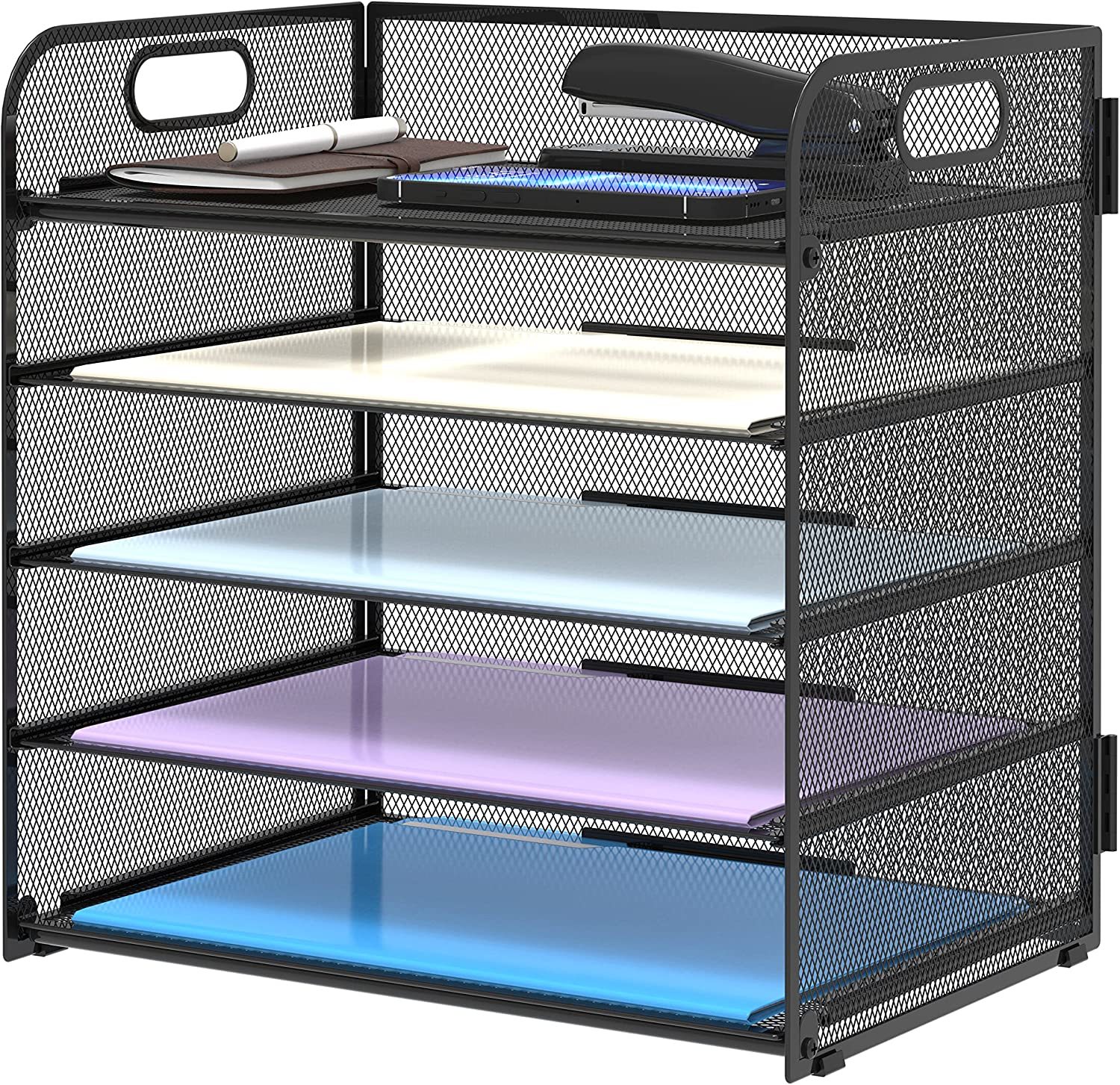 Black Paper Sorter Desk Organizer For Office, Home, Or School, Supeasy 5... - $39.93