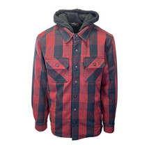 Harley-Davidson Men&#39;s Red Plaid Hoodie Skull Buffalo Check Shirt Jacket (S78) - $77.50