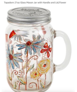 21oz Glass Mason Jar with Handle and Lid,Flower - $12.75