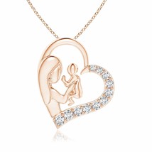 ANGARA Diamond Heart Mother &amp; Baby Pendant Necklace in 14K Gold (GVS2, 0.16 Ctw) - £575.81 GBP