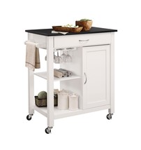 Home Roots Kitchen 286677 34 x 32 x 19 in. Rubber Wood &amp; MDF Kitchen Cart - Blac - £357.42 GBP