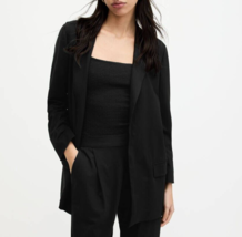 AllSaints US 2/UK 6 Womens Aleida Jersey Blazer Black Open Jacket Cardig... - £72.65 GBP