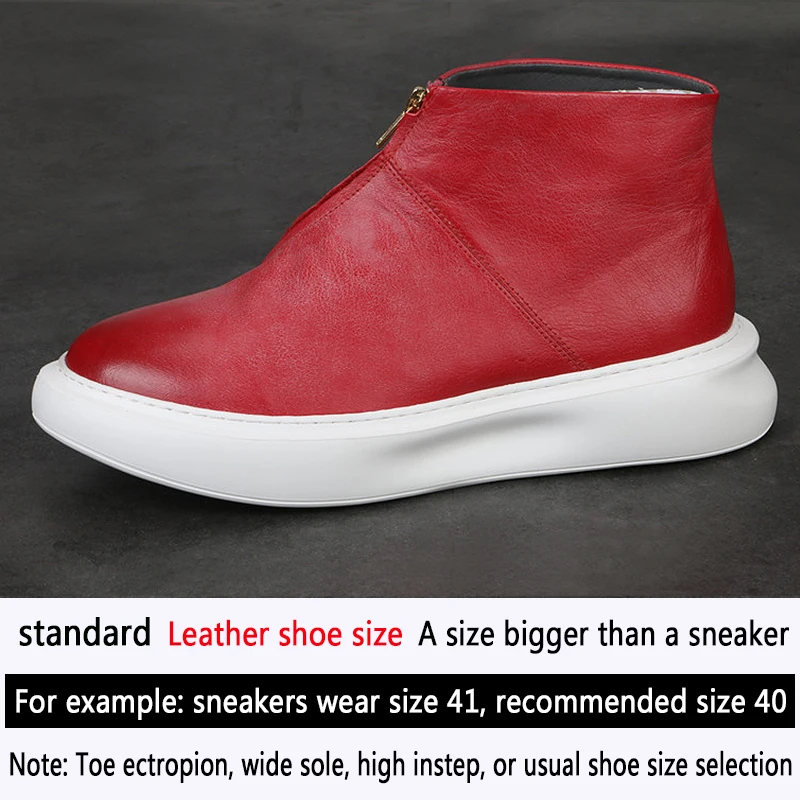 High top motorcycle leather boots leather men&#39;s casual trend zipper boar... - £148.55 GBP