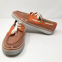 Sperry Top Sider Womens Bahama Orange Sparkle Slip On Boat Shoes Sz 8 - £35.60 GBP