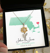 Personalized Engagement Gift for Wife Custom Map Print Jewelry Necklace for Wife - £34.59 GBP+