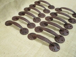 12 Cast Iron Antique Style Barn Handles Gate Pull Shed Door Handles Rustic Iron - £29.08 GBP