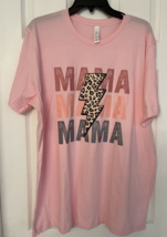 Mama Rocker Pink Short Sleeve T Shirt Lightening Bolt Leopard NWOT - £9.86 GBP