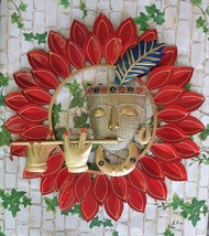 Metall-Krishna spielt Basuri, runder Rahmen, Wandbehang für Dekoration... - £47.44 GBP
