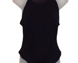 John Murrough Black Leather Trimmed Bodysuit Sexy Open Back Vintage 90&#39;s - $49.46