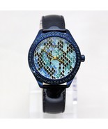 New GUESS W0626L3 Reptile Print Crystal Bezel Navy Blue Leather Band Wom... - £87.04 GBP