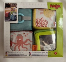 HABA Discovery Cubes Marine World - 4 Fabric Blocks to Stimulate Baby&#39;s Senses - £23.68 GBP