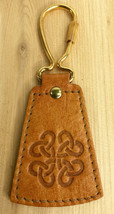 Vintage Abstract Pattern Leather stitched Keychain Key Chain - $9.65