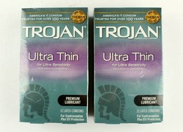 *TROJAN &quot;ULTRA THIN&quot; Latex Condom Premium Lubricant (2 Pack of 12)  Exp. 01/25 - $11.29