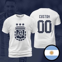  Argentina Custom Name Champions 3 Stars FIFA World Cup 2022 White T-Shirt - $29.99+