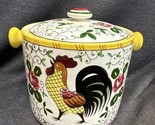 Vtg Rooster &amp; Roses PY UCAGCO Early Provincial hand painted BISCUIT JAR ... - $14.85