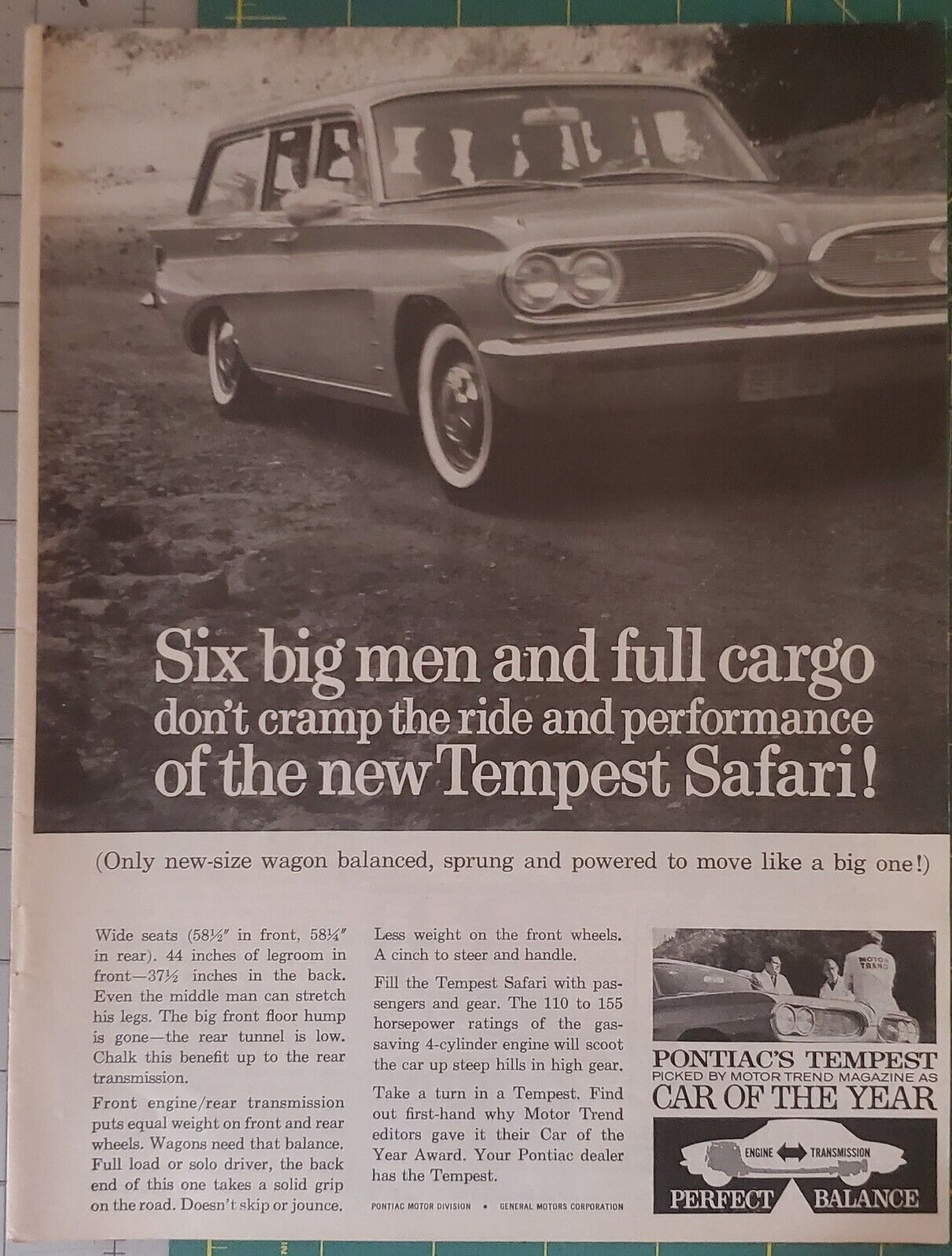 Pontiac Tempest Safari Wagon Magazine Ad 1961 - $12.20