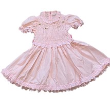 Vintage Girls Pink Smocked Full Circle Dress 3-4T - £22.59 GBP