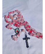 Blush Petal Devotion – Pink Frosted Glass Rosary w/ Infant Jesus of Prag... - $29.69
