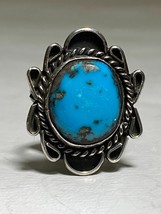 Turquoise ring Navajo women sterling silver size 8.50 - £69.42 GBP