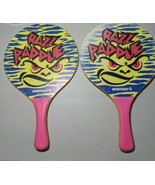 Pair of Sportcraft RAZZ PADDLE Racket Ball 16&quot; Yellow Wood VINTAGE WORN - $10.71