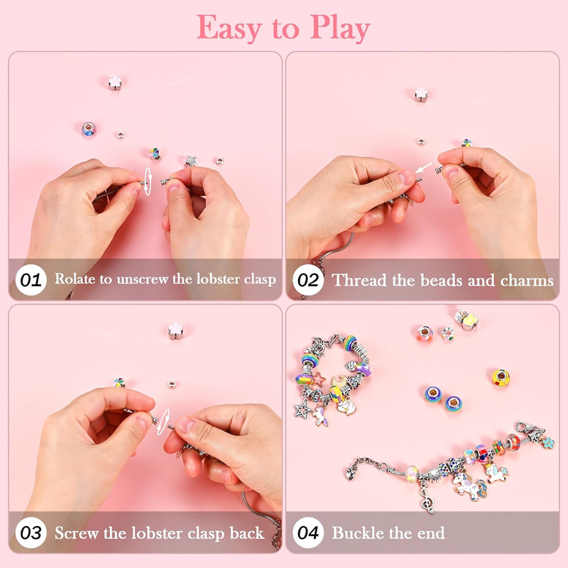 Charm Bracelet Making Kit for Girls Ages 3-12 | 165 Pcs Jewelry Making Kit Suppl Item image 5