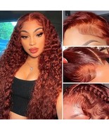 Sathen 13x6 Reddish Brown Deep Wave Lace Front Wigs Human Hair Pre Pluck... - $2,316.61 MXN