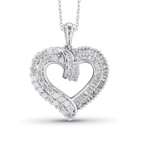 1.50 CT Real Moissanite 14K White Gold Plated Promise Heart Pendant Necklace 18&quot; - £66.01 GBP