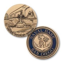 NAVAL BASE SAN DIEGO 1.75&quot; NAVY CHALLENGE COIN - £31.46 GBP