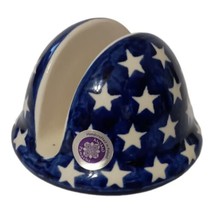 Polish Pottery Boleslawiec Napkin Holder America The Beautiful Stars Navy Blue  - £22.21 GBP