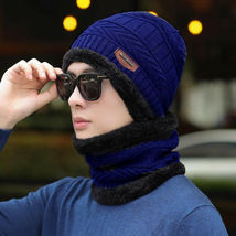 Blue Beanie Hat Mens Womens Winter Baggy Slouchy Skull Knit Scarf Cap - £16.76 GBP
