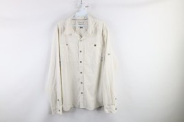 Merrell Mens XL Opti Wick UPF 30+ Long Sleeve Collared Camp Button Shirt Beige - $34.60