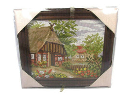 Gobelin Wolle Rodel Ideal Gift Village Scene Photo Handicraft Kit Wood Frame - $37.12