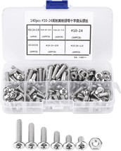 Kit Of 140 Pcs. With Plastic Storage Box Of 10-24 Cross Pan Head, And Nuts. - £31.43 GBP