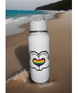 Disney Mickey Mouse Water Bottle Stainless Steel White Hands Rainbow Straw - $269.45 MXN