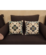  Handmade Moroccan Embroidered Cushion Covers – 2 Boho Decorative Pillow... - €102,73 EUR