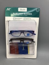 Jamie by M+ Boy&#39;s Youth Blue Light Glasses w/ Pouch 2-pack No magnification NOB - £9.46 GBP