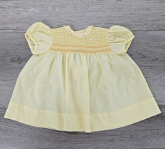 Vtg Nannette Embroidered Yellow Baby Girl Smock Dress Newborn - 3 Mths - Made US - £13.86 GBP