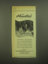 1945 The Homestead Resort Advertisement - Virginia Hot Springs - £14.78 GBP