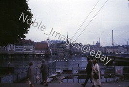 1968 Riverwalk Lucerne Cloudy Day People Switzerland Ektachrome 126 Slide - £2.77 GBP