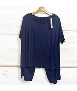 Neiwei Soft Navy Blue 2pc Pajama Sleep Set Size  2XL Capri Pants + T Shirt - $32.14 CAD