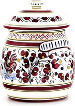 Biscotti Jar Vase Deruta Majolica Orvieto Rooster Red Ceramic Handmade - £257.81 GBP