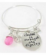 Clothed in Strength Charm Bangle Bracelet Stainless Steel Inspirational NEW - $7.99